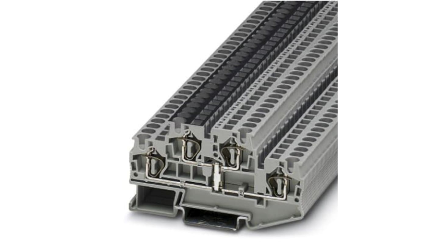 Phoenix Contact STTB 4-PV Series Grey DIN Rail Terminal Block, Double-Level, Spring Clamp Termination