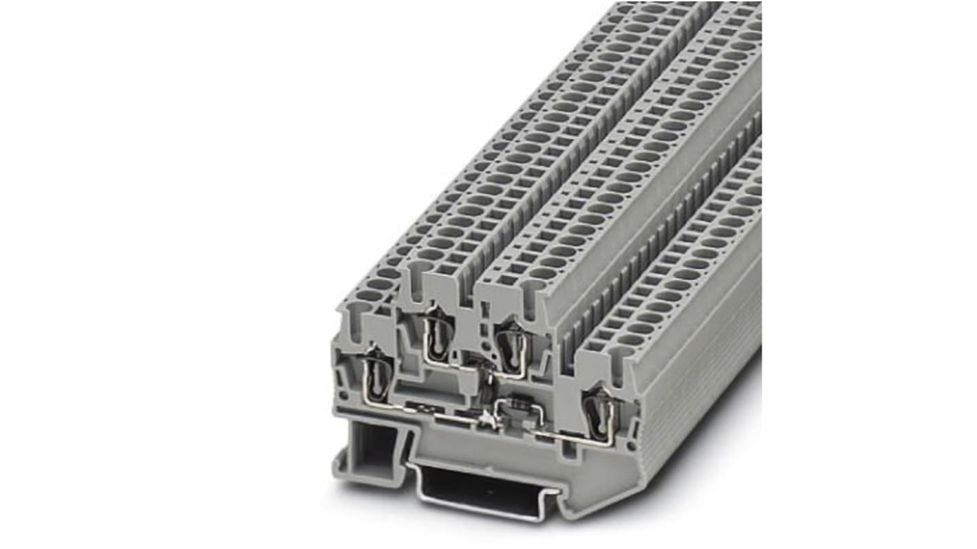 Phoenix Contact STTB 2.5-2DIO/O-UL/UR-UL Series Grey DIN Rail Terminal Block, Double-Level, Spring Clamp Termination