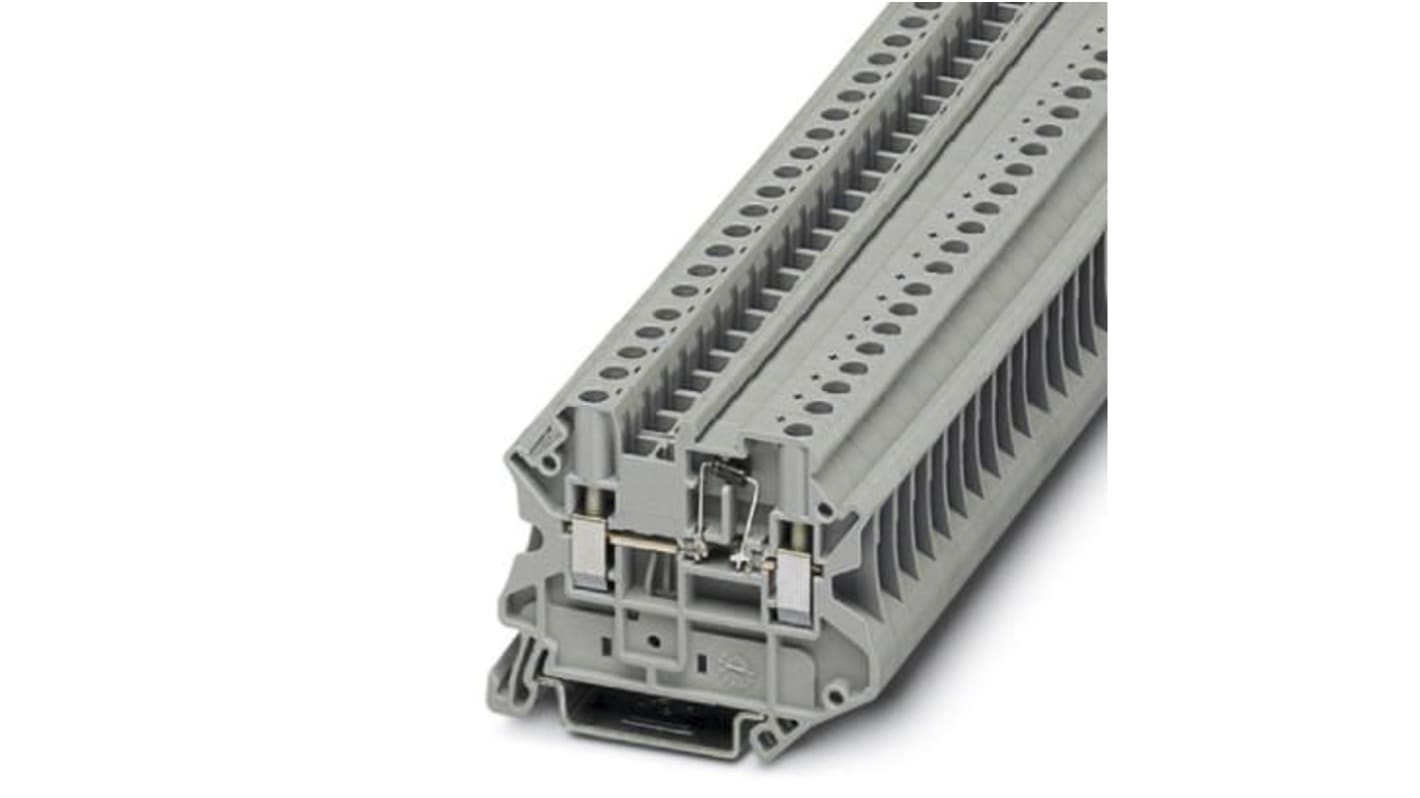 Phoenix Contact UT 4-DIO/R-L Series Grey DIN Rail Terminal Block, Single-Level, Screw Termination