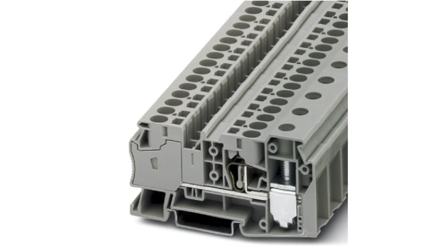 Phoenix Contact STU 35/ 4X10 Series Grey Fused DIN Rail Terminal, Single-Level, Screw Termination, Fused