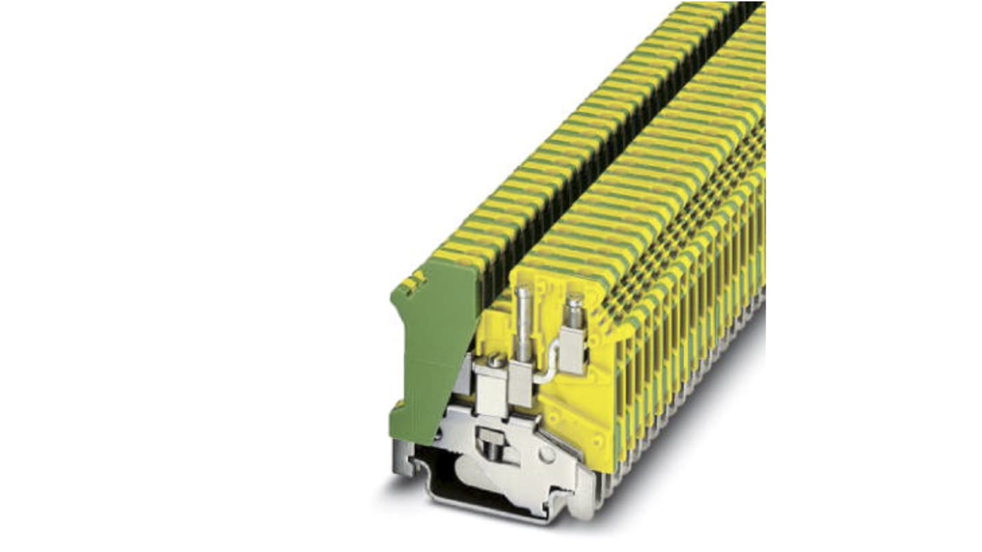 Bloc de jonction rail DIN à fusible Phoenix Contact UK 3-TWIN-PE, A visser, Vert/Jaune