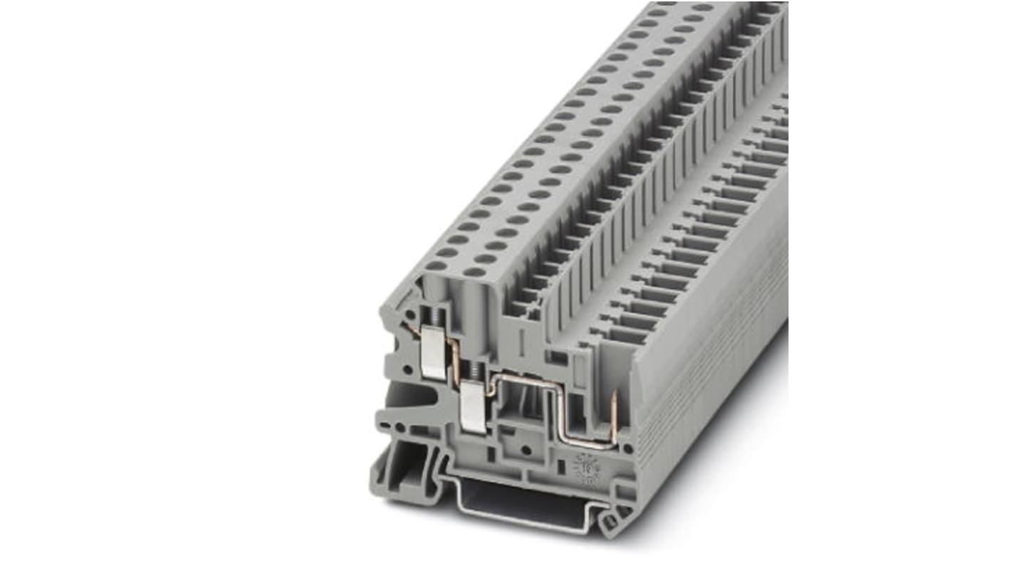 Phoenix Contact UT 4-TWIN/ 1P Series Grey Feed Through Terminal Block, Single-Level, Screw Termination