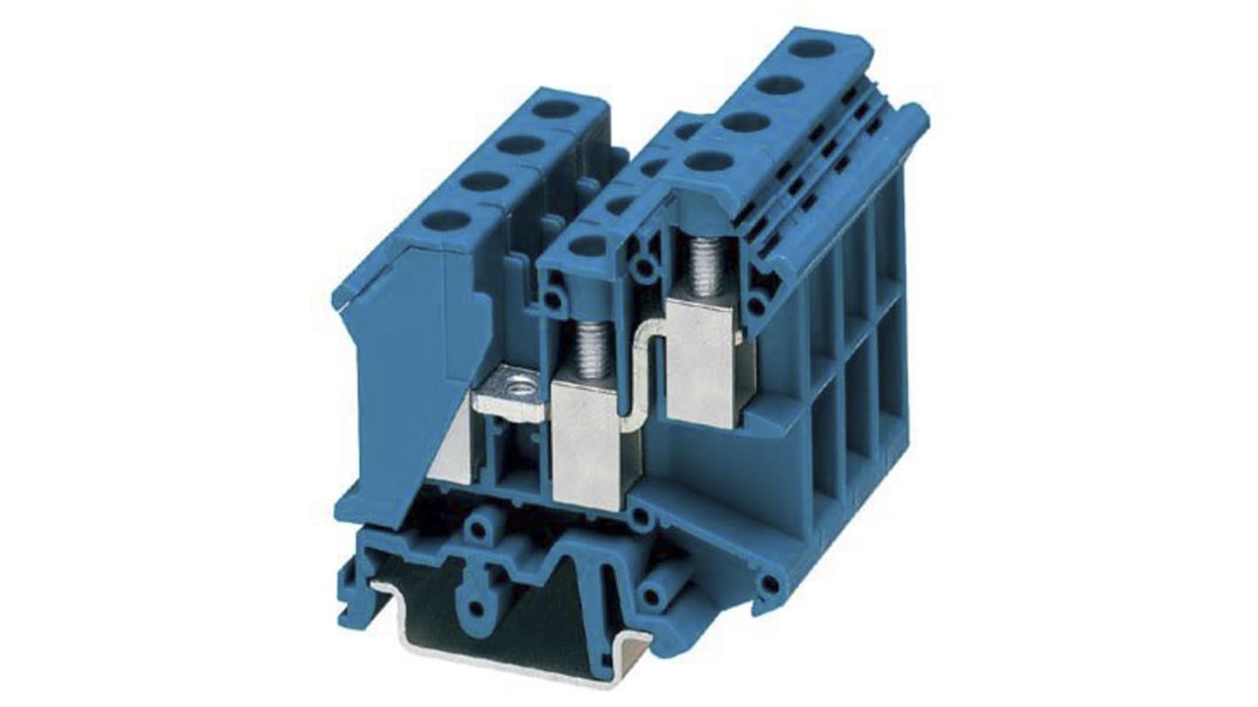 Bloc de jonction rail DIN à fusible Phoenix Contact UK 10-TWIN BU, A visser, Bleu