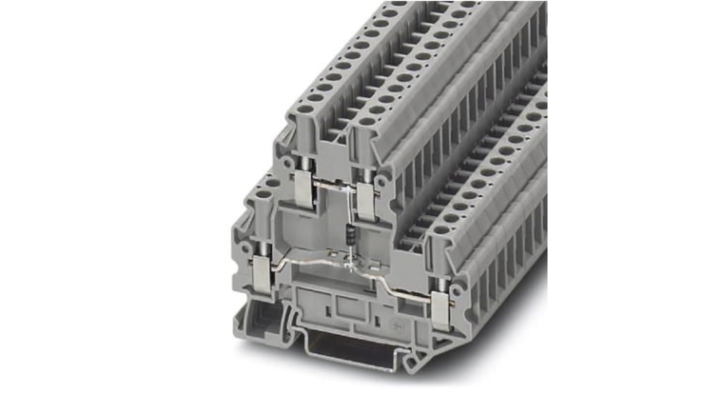 Phoenix Contact UTTB 2.5-DIO/U-O Series Grey DIN Rail Terminal Block, Double-Level, Screw Termination