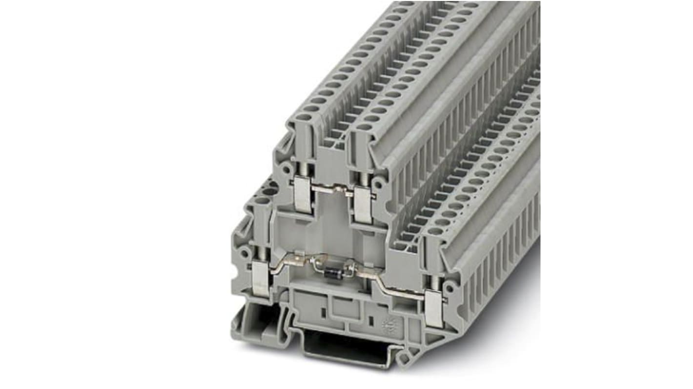 Phoenix Contact UTTB 2.5-DIO/UL-UR Series Grey DIN Rail Terminal Block, Double-Level, Screw Termination