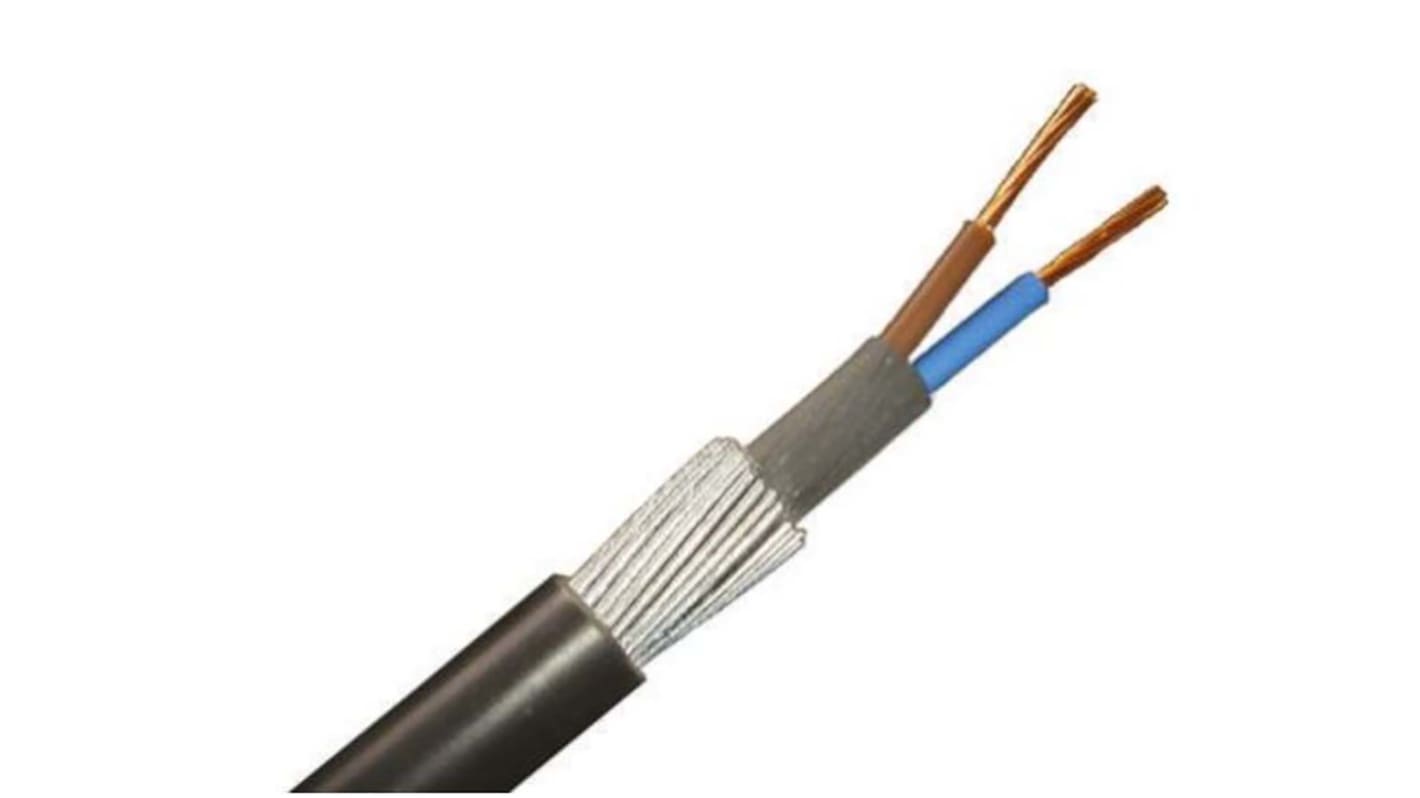 Cable Armado RS PRO de 2 núcleos, 1,5 mm², Ø ext. 12.8mm, 1 kV, 600 V / 29 A, funda de PVC