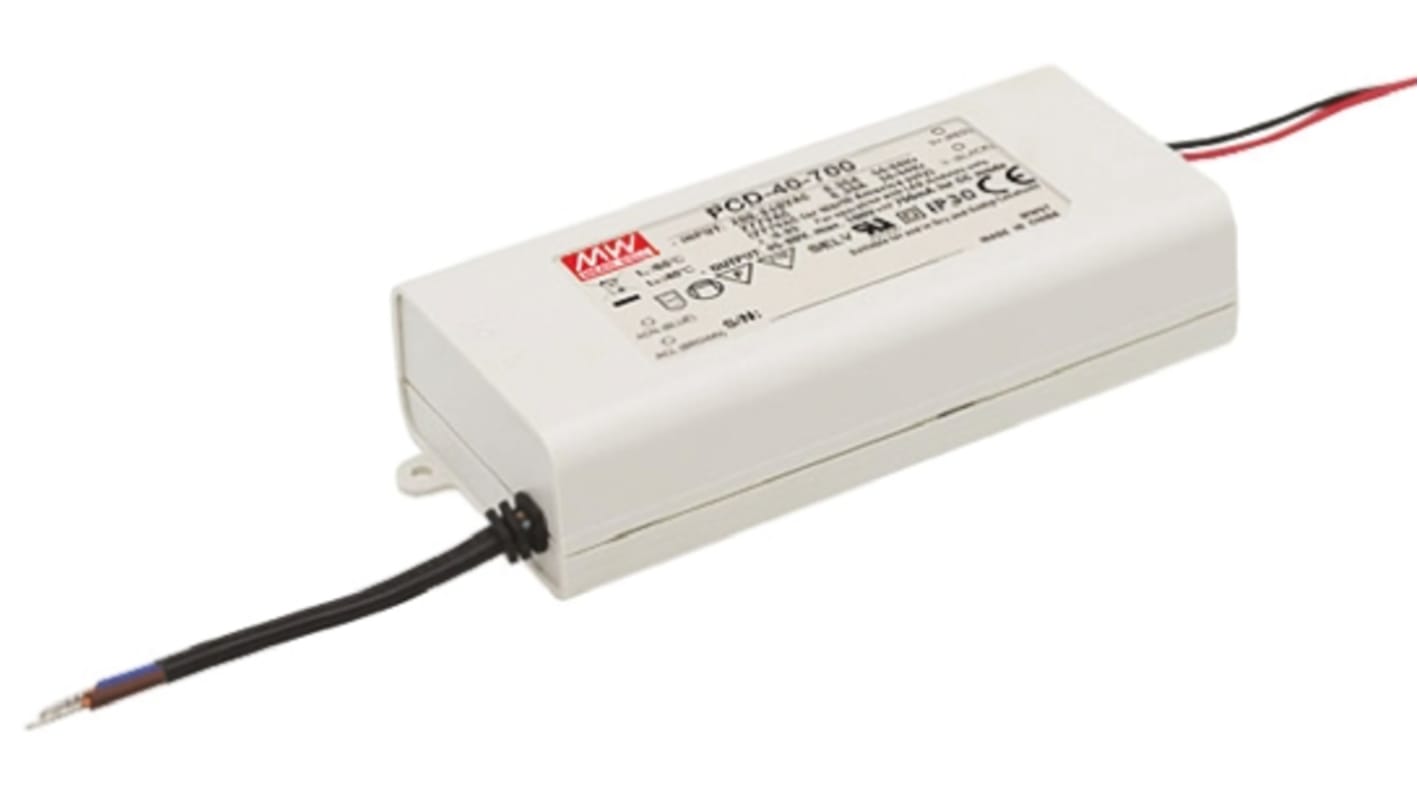 MEAN WELL LED Driver, 17 → 29V Output, 40.6W Output, 1.4A Output, Constant Current Dimmable