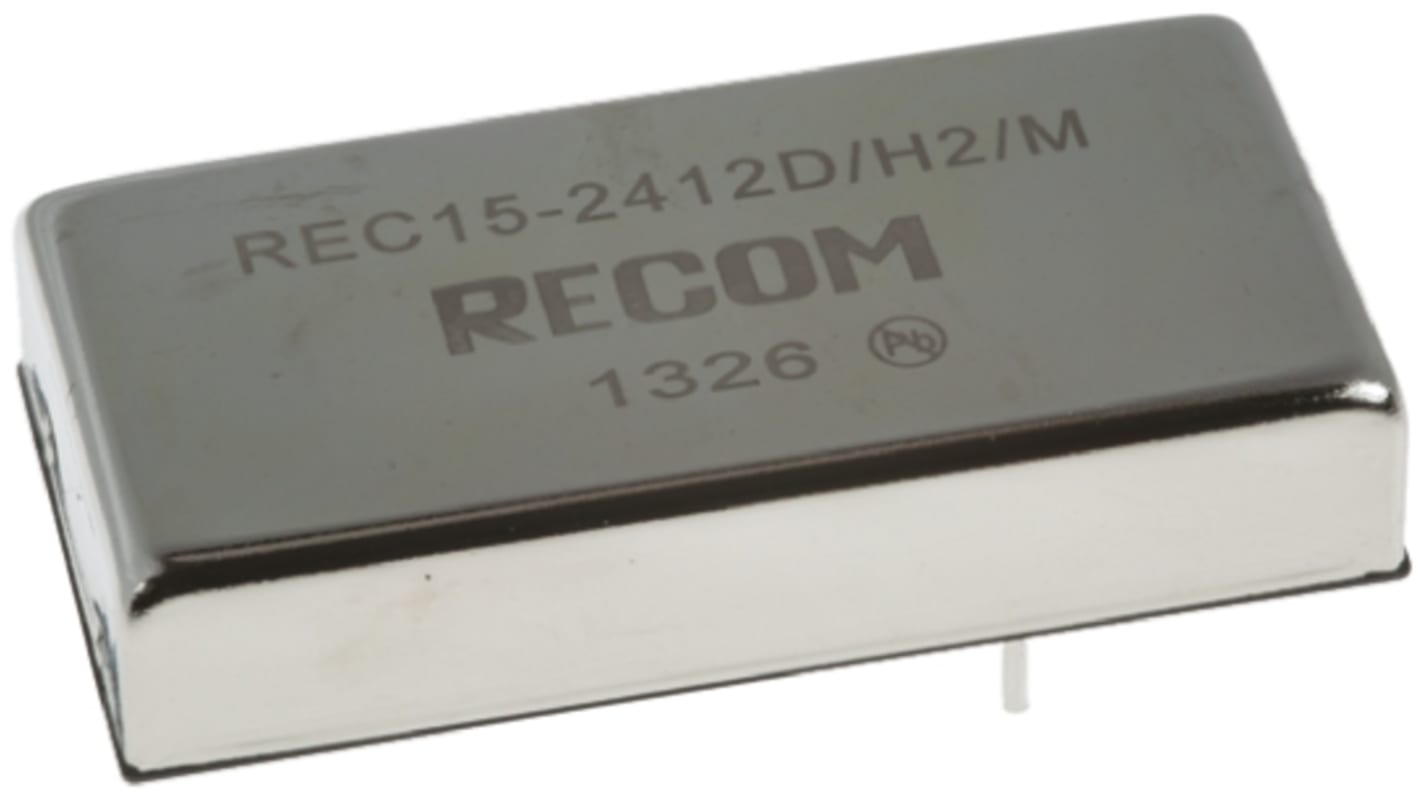 Recom DC-DC átalakító, KI: ±12V dc, ±625mA / 15W, BE: 18 → 36 V DC