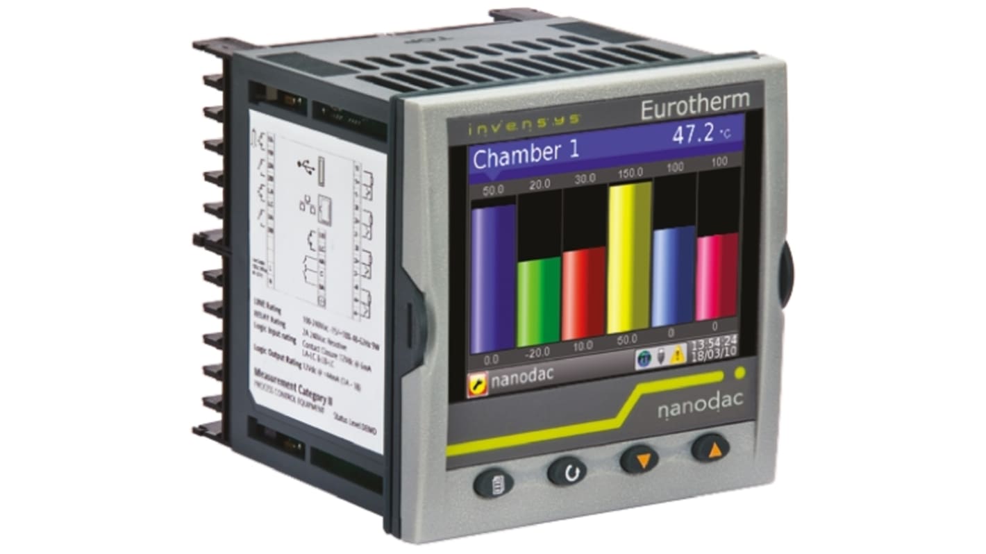 Registrador de tiempos de operaciones Eurotherm NANODAC/VL/C/X/LRR, 4 entradas, NANODAC/VL/C, Gráfica, Corriente,
