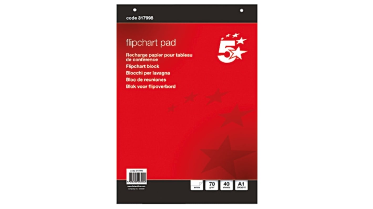 RS PRO Plain A1 Flip Chart, 40 Sheets