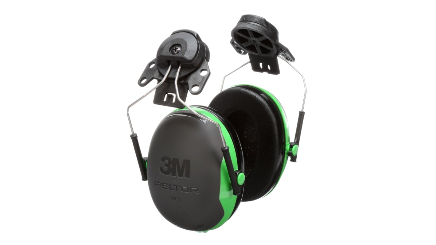 3M PELTOR X1 Ear Defender with Helmet Attachment, 26dB, Black, Green