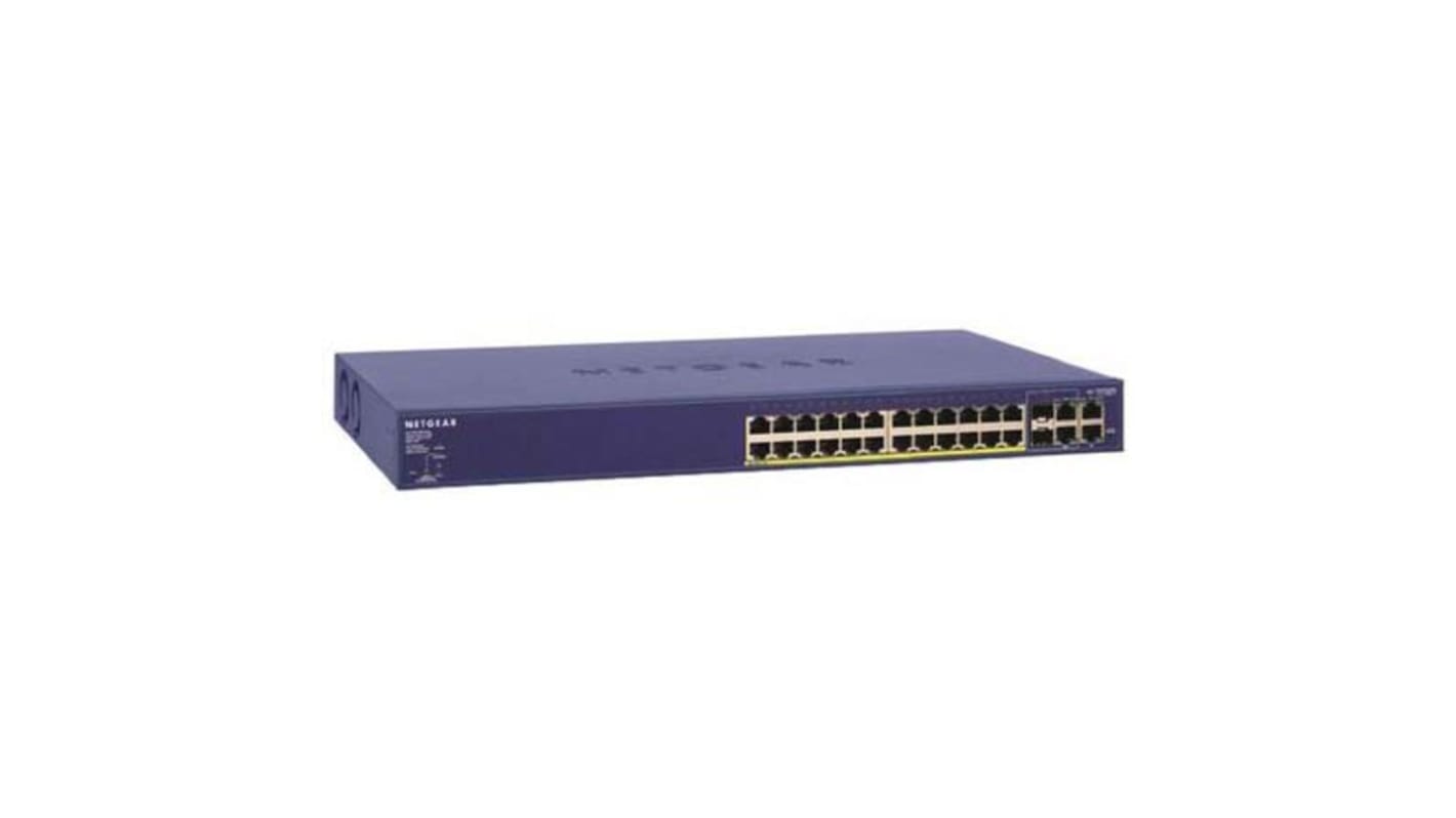 Switch de red Netgear para montaje en rack con PoE, 30 puertos, 10/100Mbit/s, 28 RJ45, 2 SFP