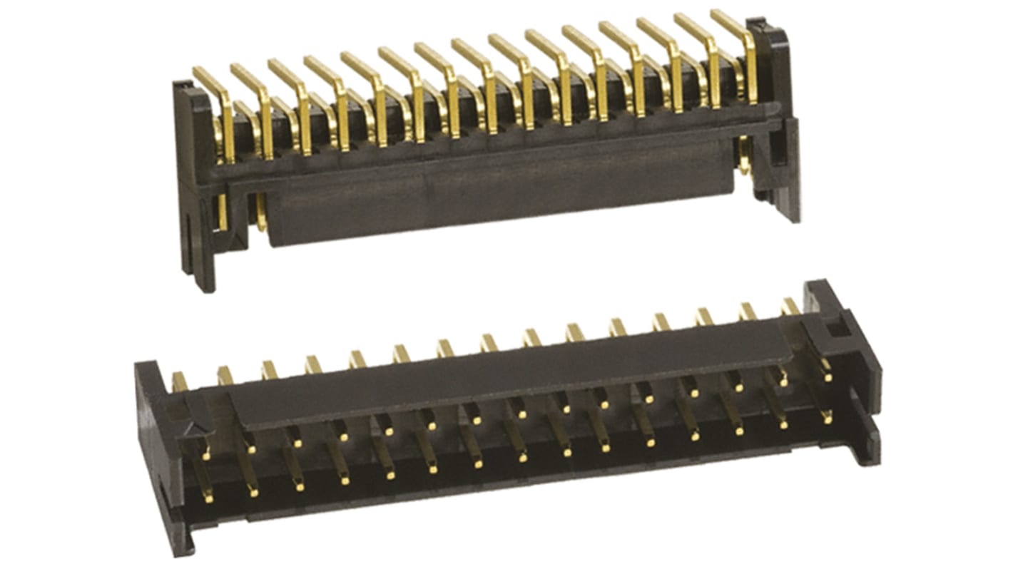 Conector macho para PCB Ángulo de 90° Hirose serie DF11 de 30 vías, 2 filas, paso 2.0mm, para soldar, Montaje en