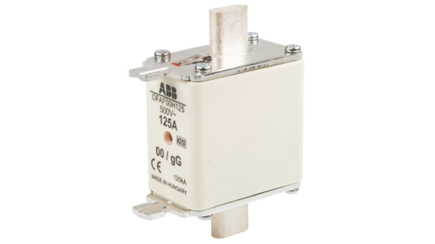 Fusible de cuchillas centradas ABB OFAF000H, NH00, gG, 500V, 125A, DIN IEC 60269-1-2