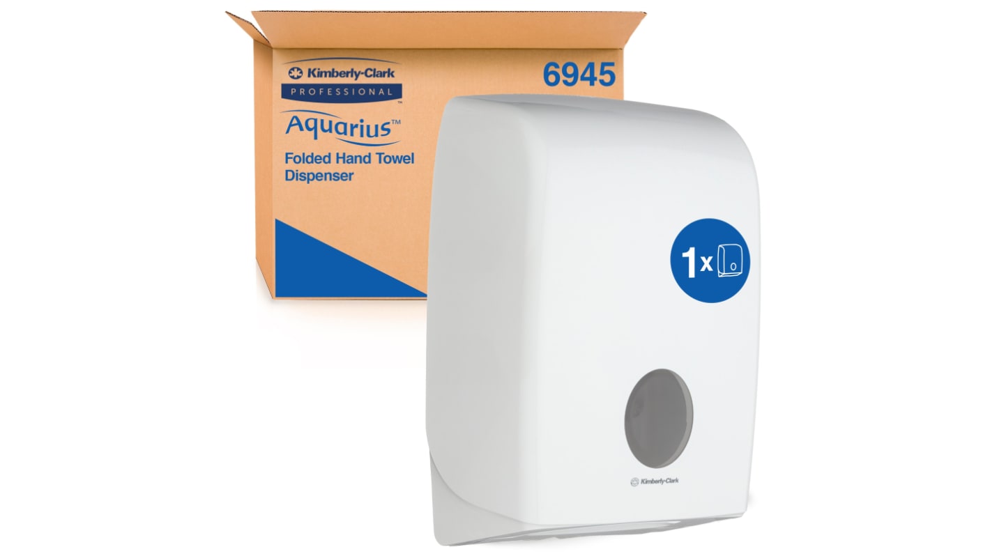 Dispenser asciugamano Kimberly Clark, in Plastica Bianco, dimensioni 410mm Aquarius, Montaggio a parete Sì