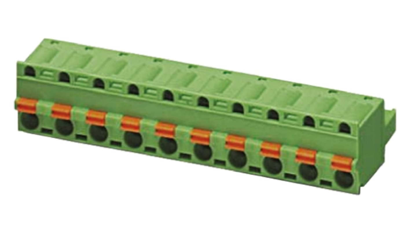 Phoenix Contact 7.5mm Pitch 3 Way Pluggable Terminal Block, Plug, Cable Mount, Spring Cage Termination