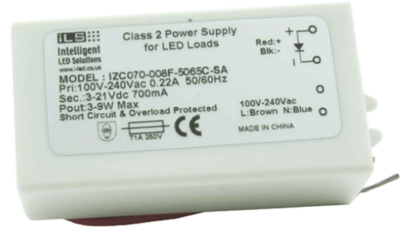 ILS LED meghajtó áramkör IZC070-008F-5065C-SA, kimeneti fesz,: 3 → 12V, 700mA, 9W IP65, állandó áram