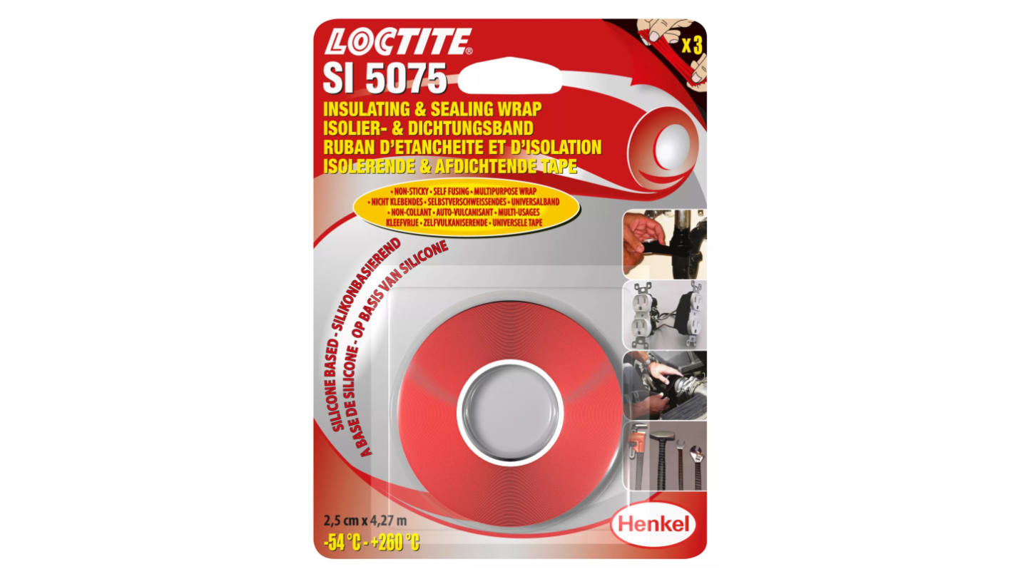 Loctite 5075 Red Silicone Rubber Electrical Tape, 25mm x 4.27m RS