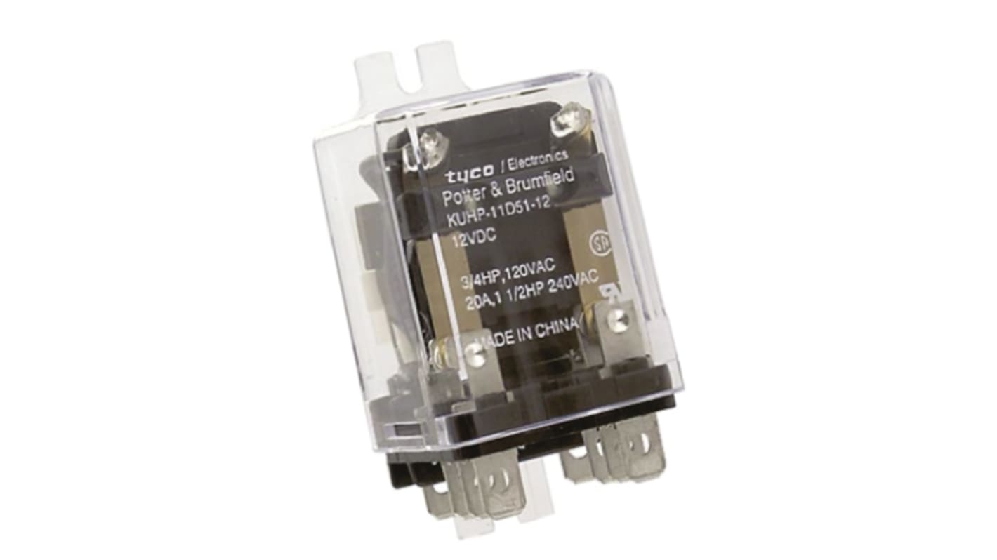 TE Connectivity Panel Mount Power Relay, 12V dc Coil, 20A Switching Current, DPDT
