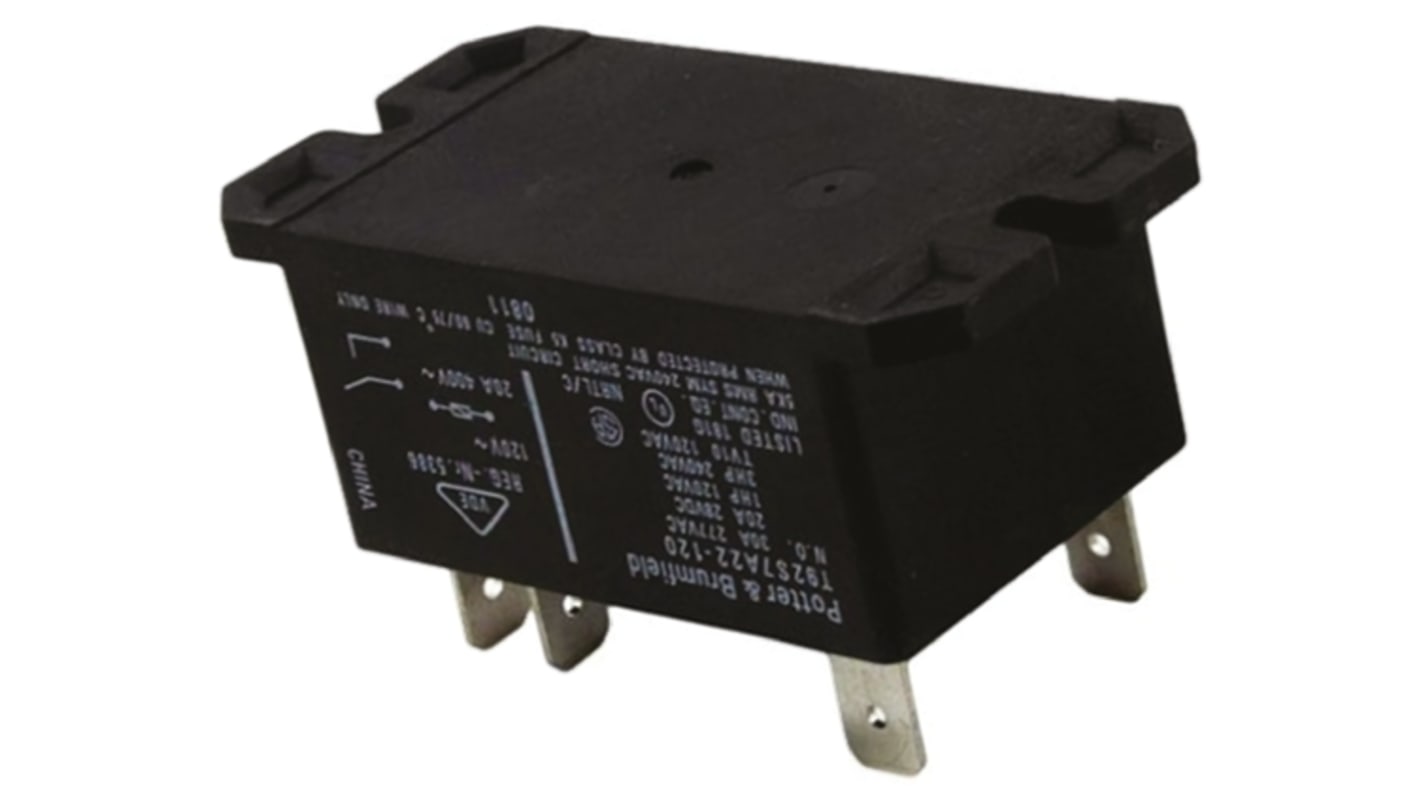 TE Connectivity T92 Monostabiles Relais, Tafelmontage DPST 30A 12V dc Spule