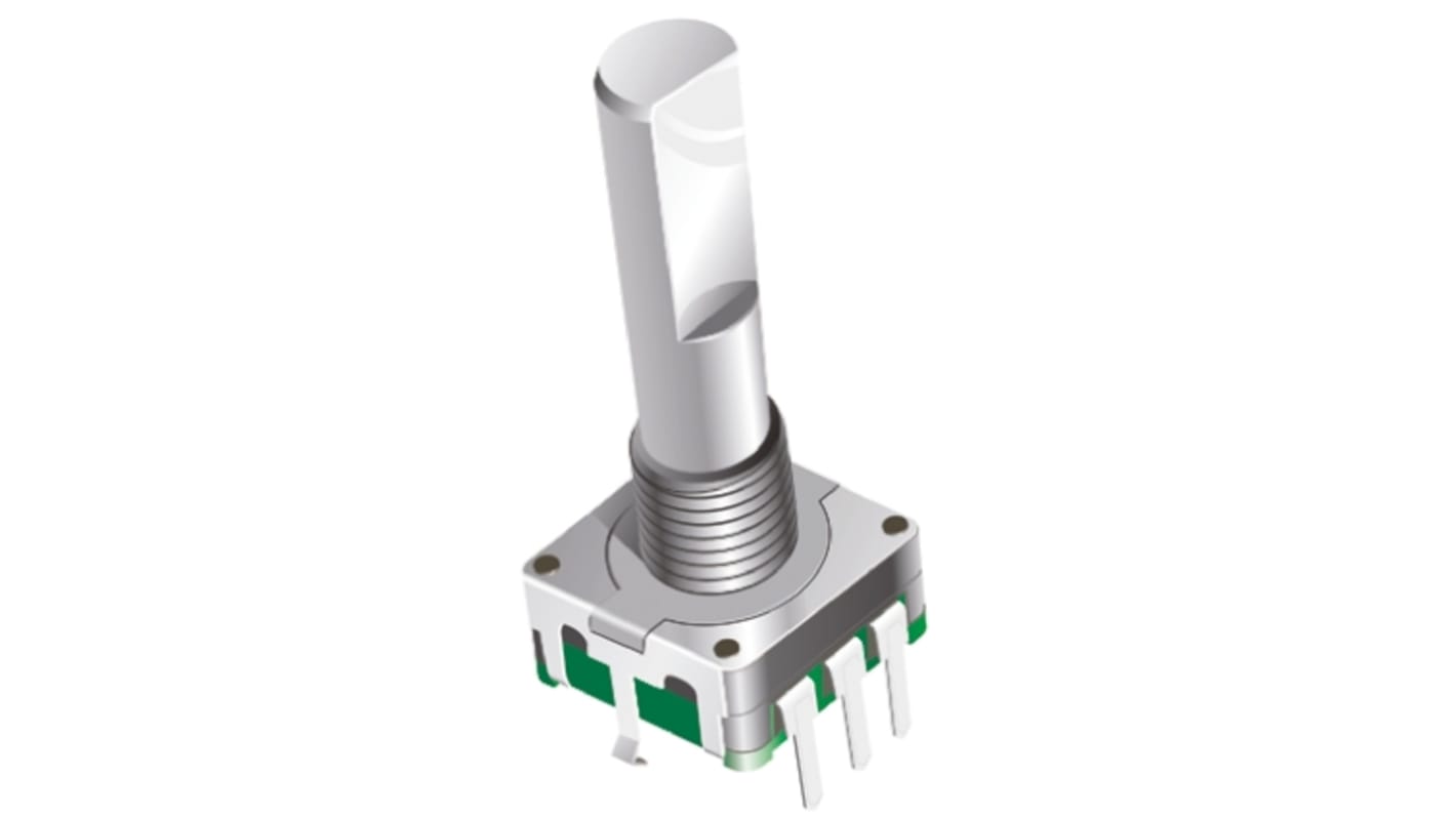 Bourns 24 Pulse Incremental Mechanical Rotary Encoder with a 6 mm Flat Shaft (Not Indexed), Through Hole