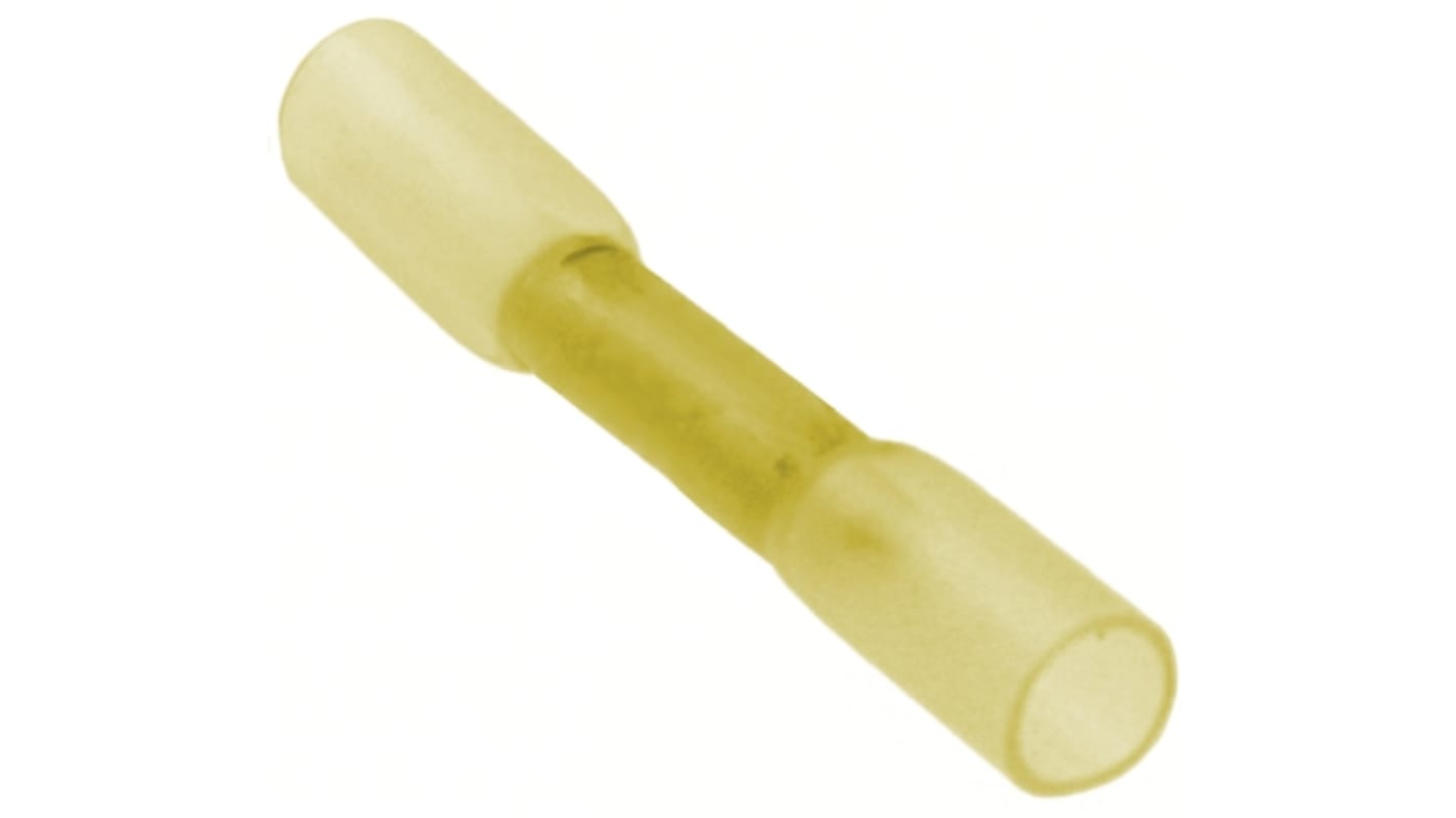 TE Connectivity Butt Wire Splice Connector, Yellow, Insulated 12 → 10 AWG
