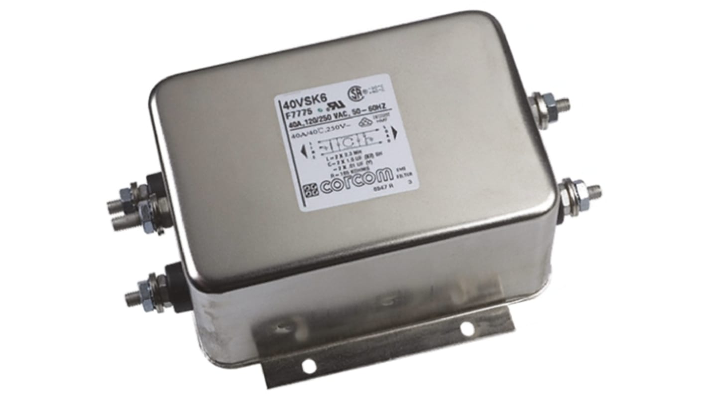40VSK6 | TE Connectivity, Corcom SK 40A 250 V ac 50/60Hz, Flange Mount ...