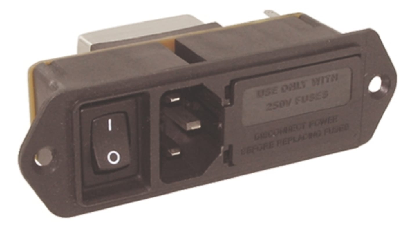 Filtro IEC TE Connectivity con conector C14, 250 V ac, 5A, 50/60Hz, 1, 2, con interrruptor de 2 Polos