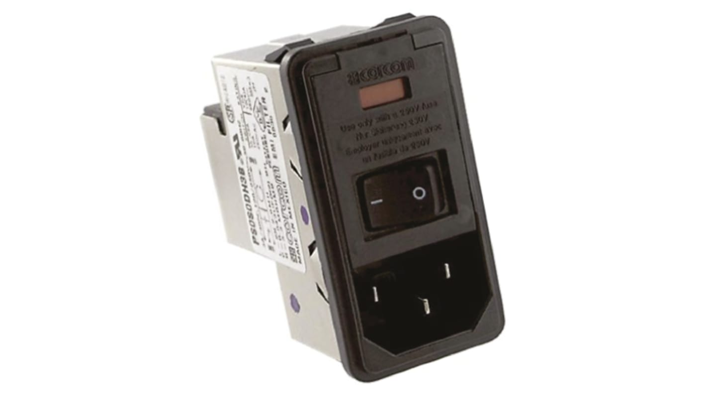 Filtro IEC TE Connectivity con conector C14, 250 V ac, 3A, 50/60Hz, con 2 fusibles, con interrruptor de 2 Polos