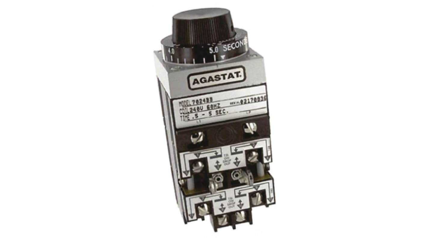 TE Connectivity 7000 Series Panel Mount Timer Relay, 4-Contact, 0.5 → 5s, DPDT