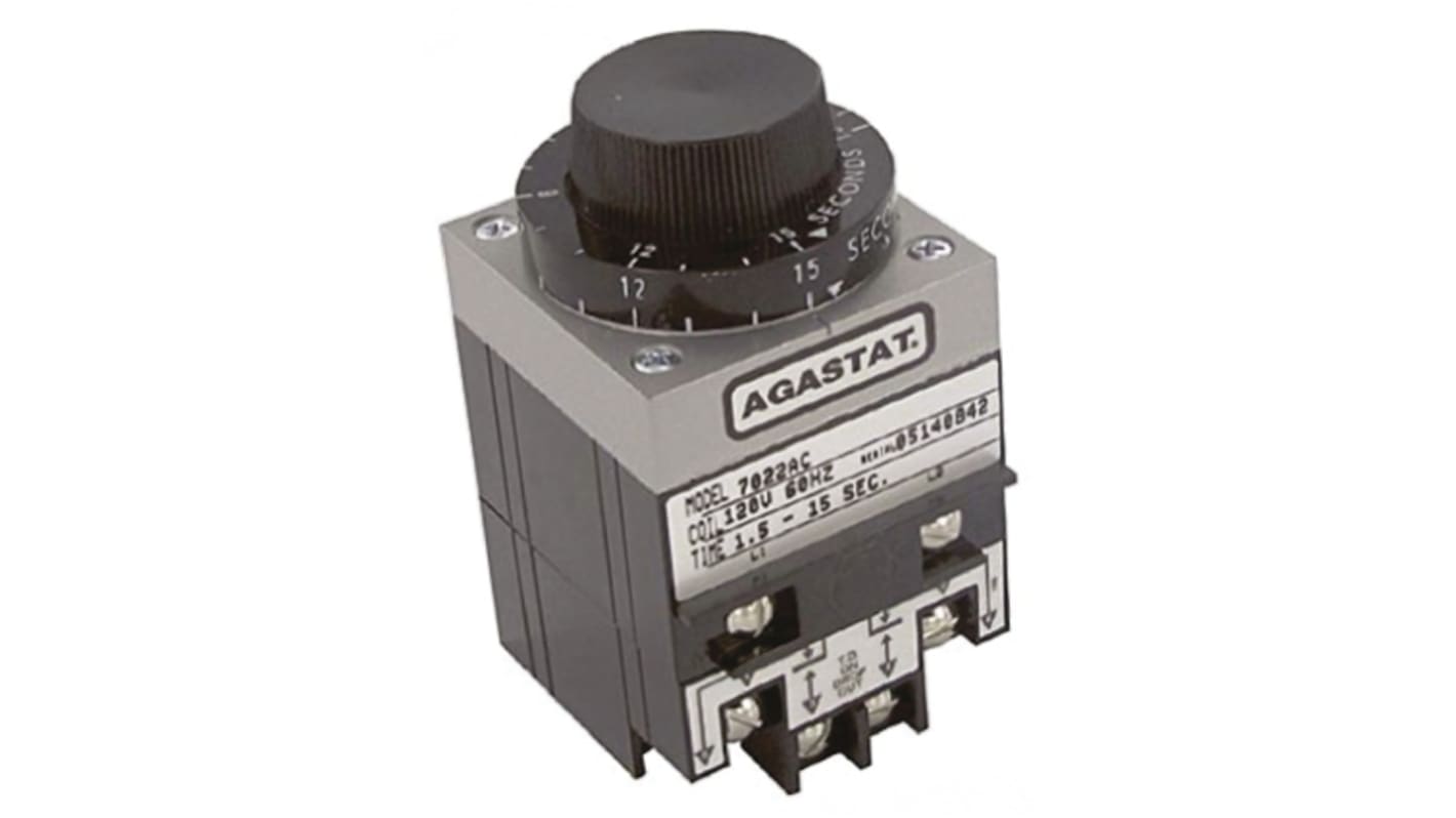 TE Connectivity 7000 Series Panel Mount Timer Relay, 2-Contact, 1.5 → 15s, DPDT