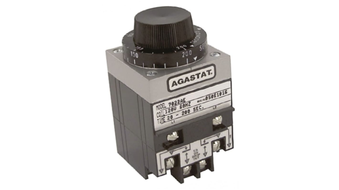 Timer Relay Montaż na panelu DPDT 2-stykowy TE Connectivity DPDT 20 → 200s 7000