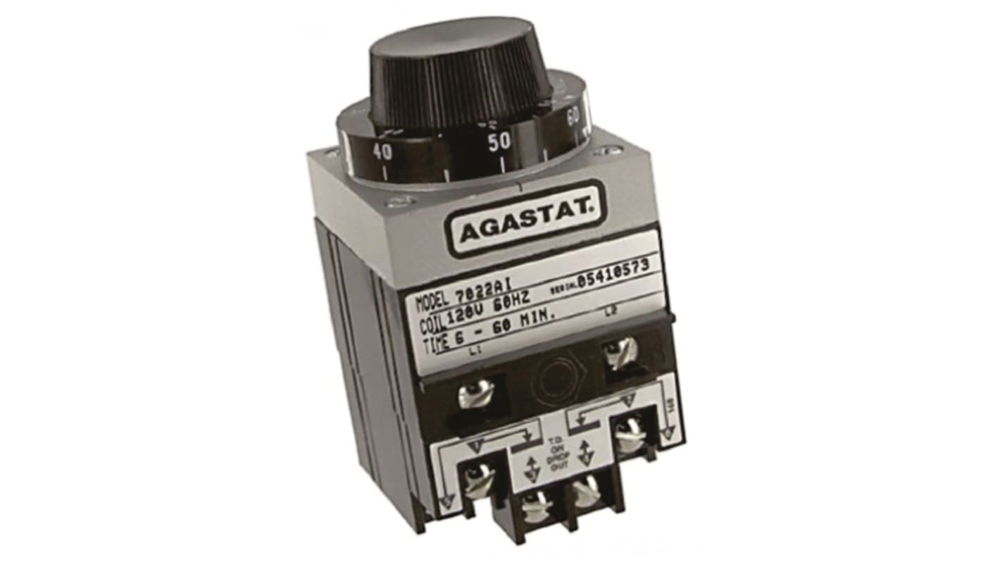 TE Connectivity 7000 Series Panel Mount Timer Relay, 2-Contact, 6 → 60min, DPDT