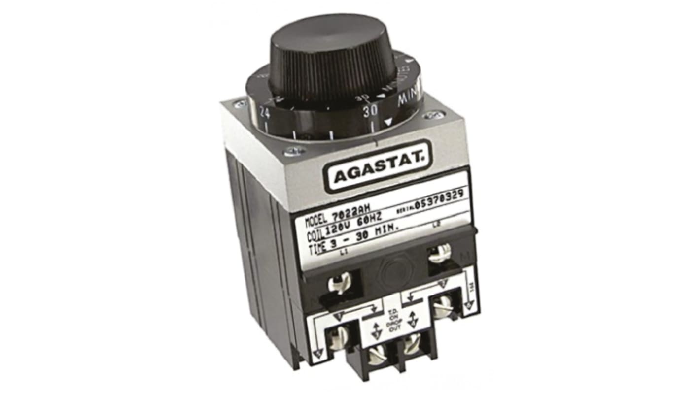 TE Connectivity 7000 Series Panel Mount Timer Relay, 2-Contact, 3 → 30min, DPDT