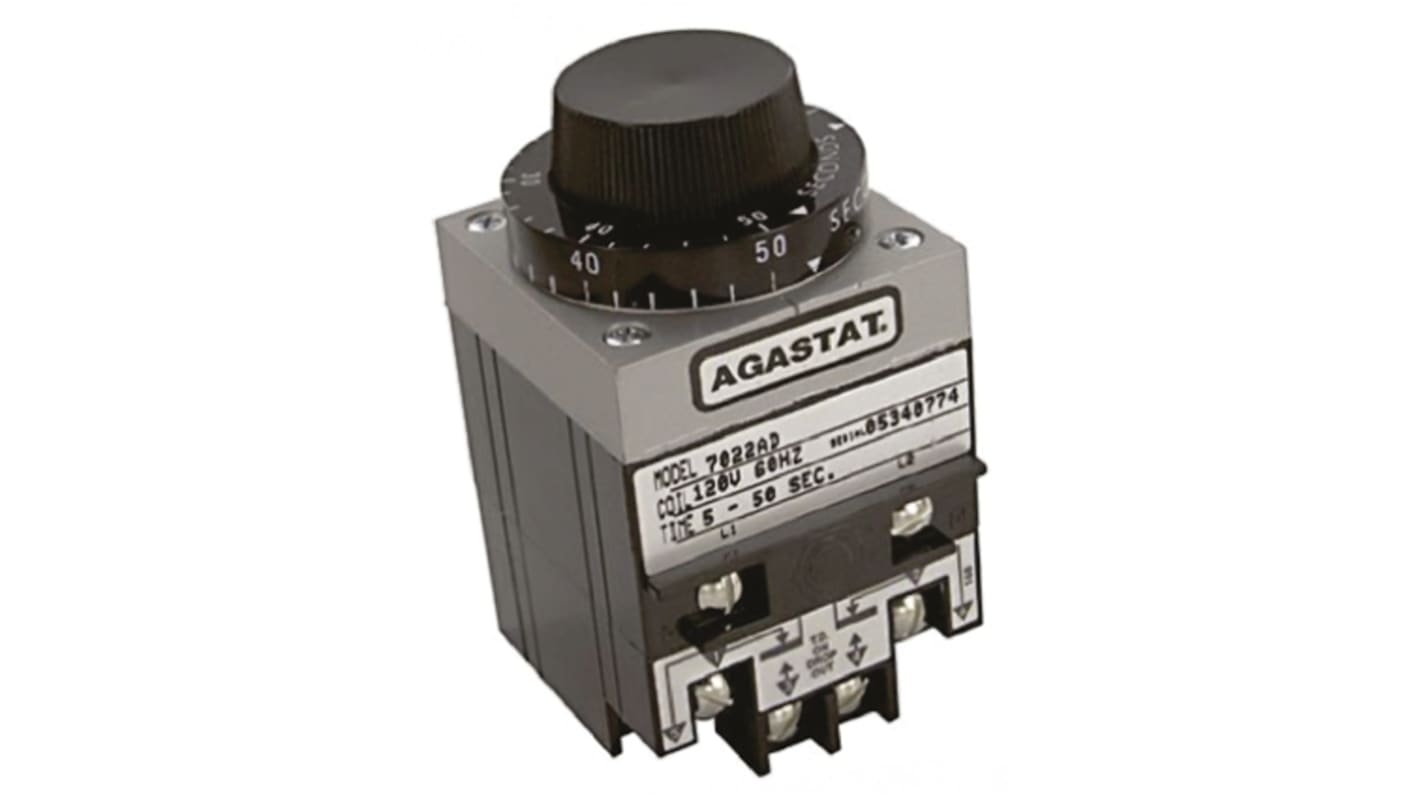 TE Connectivity 7000 Series Panel Mount Timer Relay, 2-Contact, 5 → 50s, DPDT