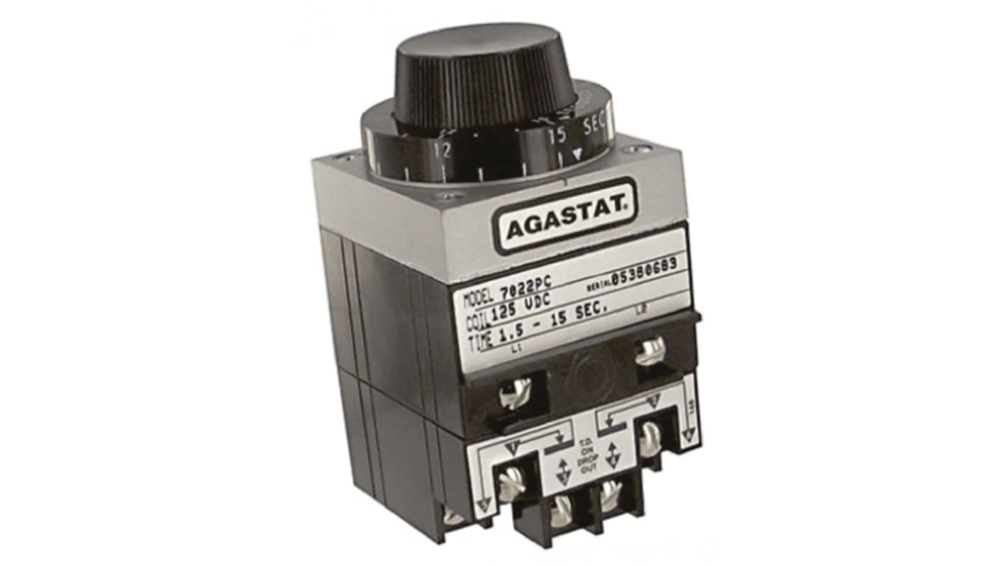 TE Connectivity 7000 Series Panel Mount Timer Relay, 2-Contact, 1.5 → 15s, DPDT