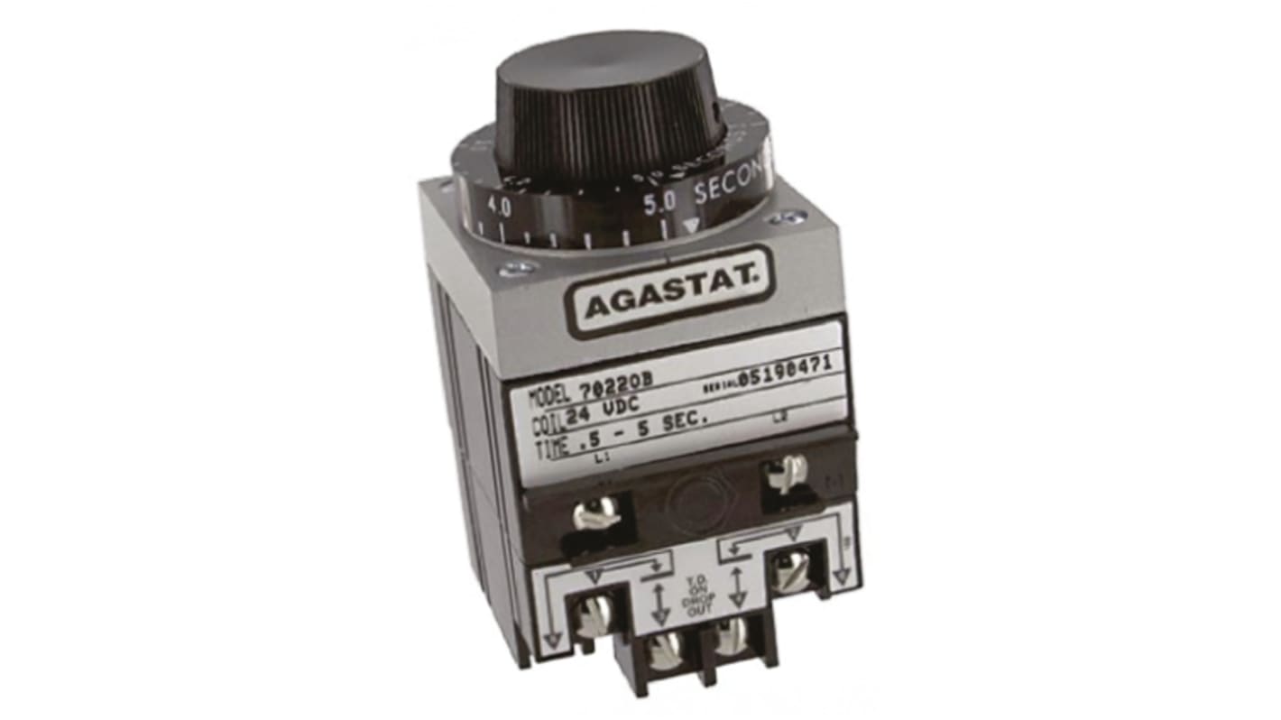 TE Connectivity 7000 Series Panel Mount Timer Relay, 2-Contact, 0.5 → 5s, DPDT