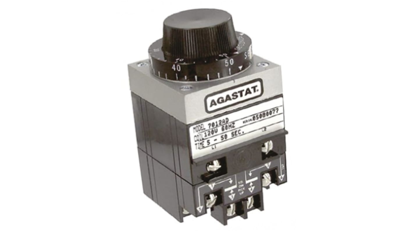 Timer Relay TE Connectivity, intervallo 5 → 50s, 2 poli, DPDT, A pannello