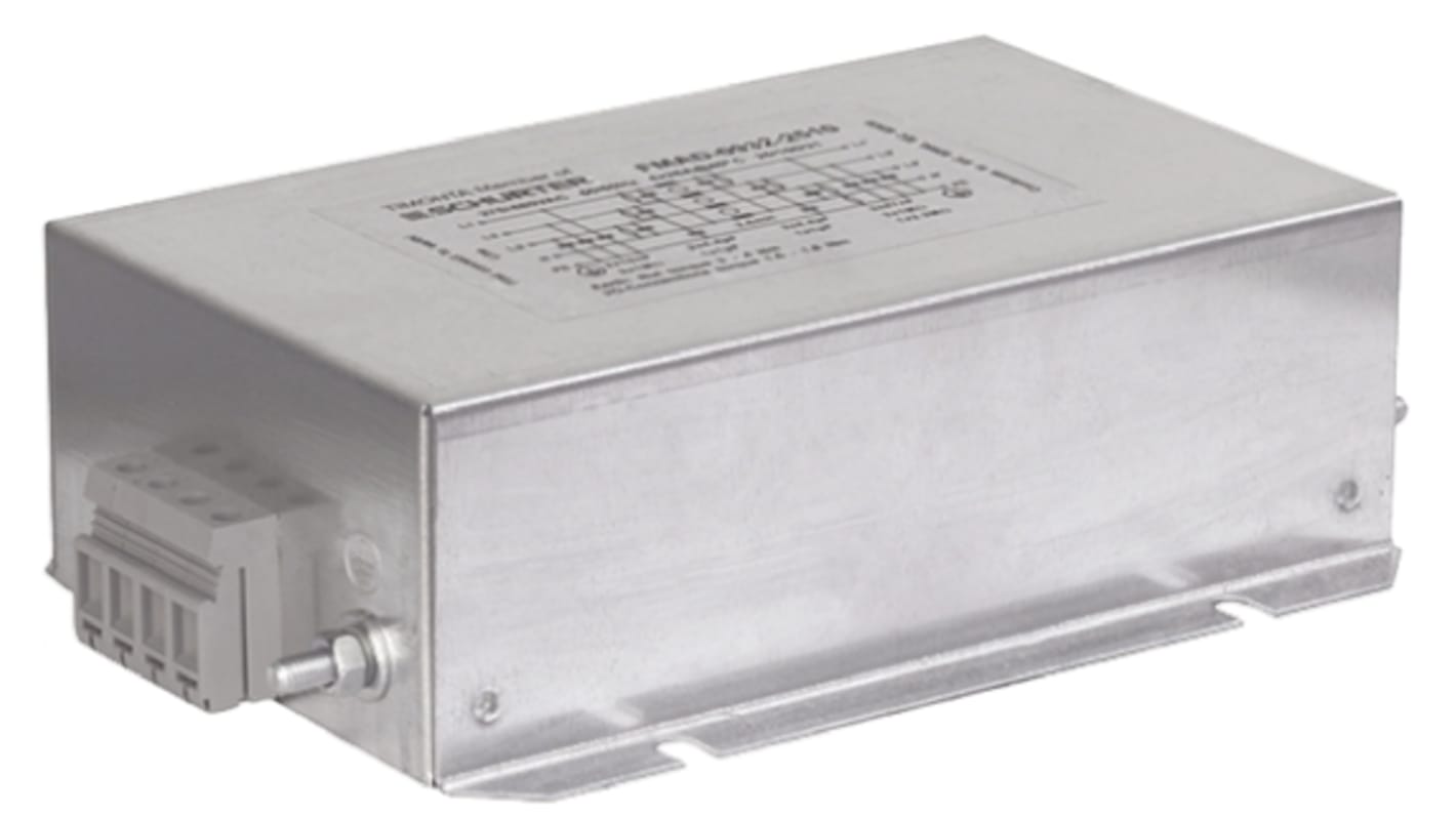 Filtre RFI Schurter, 36A max, 3 phases, 480 V c.a. max, Montage à visser, série FMAD