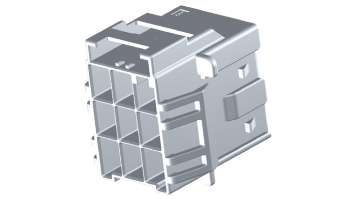 Carcasa de conector TE Connectivity 1-1971875-3, Serie Power Triple Lock, paso: 6mm, 9 contactos, 3 filas, Recta,