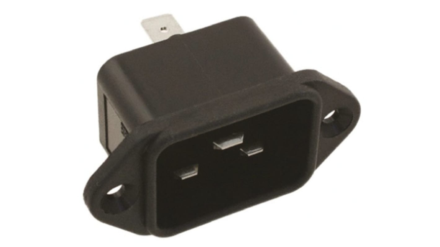 TE Connectivity IEC Connector Flange Mount Socket, 2P, 20A, 120 V ac, 250 V ac