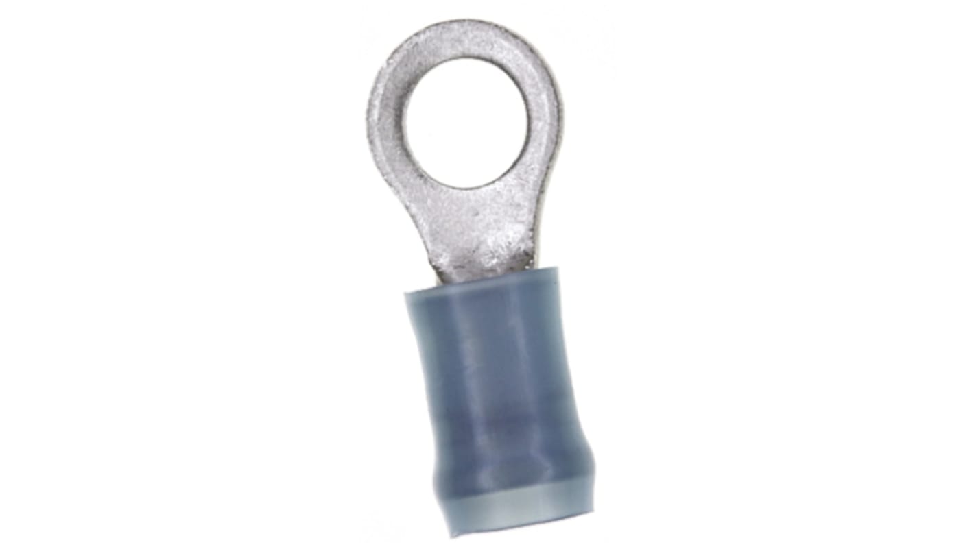 TE Connectivity, PIDG Insulated Ring Terminal, #10 Stud Size, 1.25mm² to 2mm² Wire Size, Blue