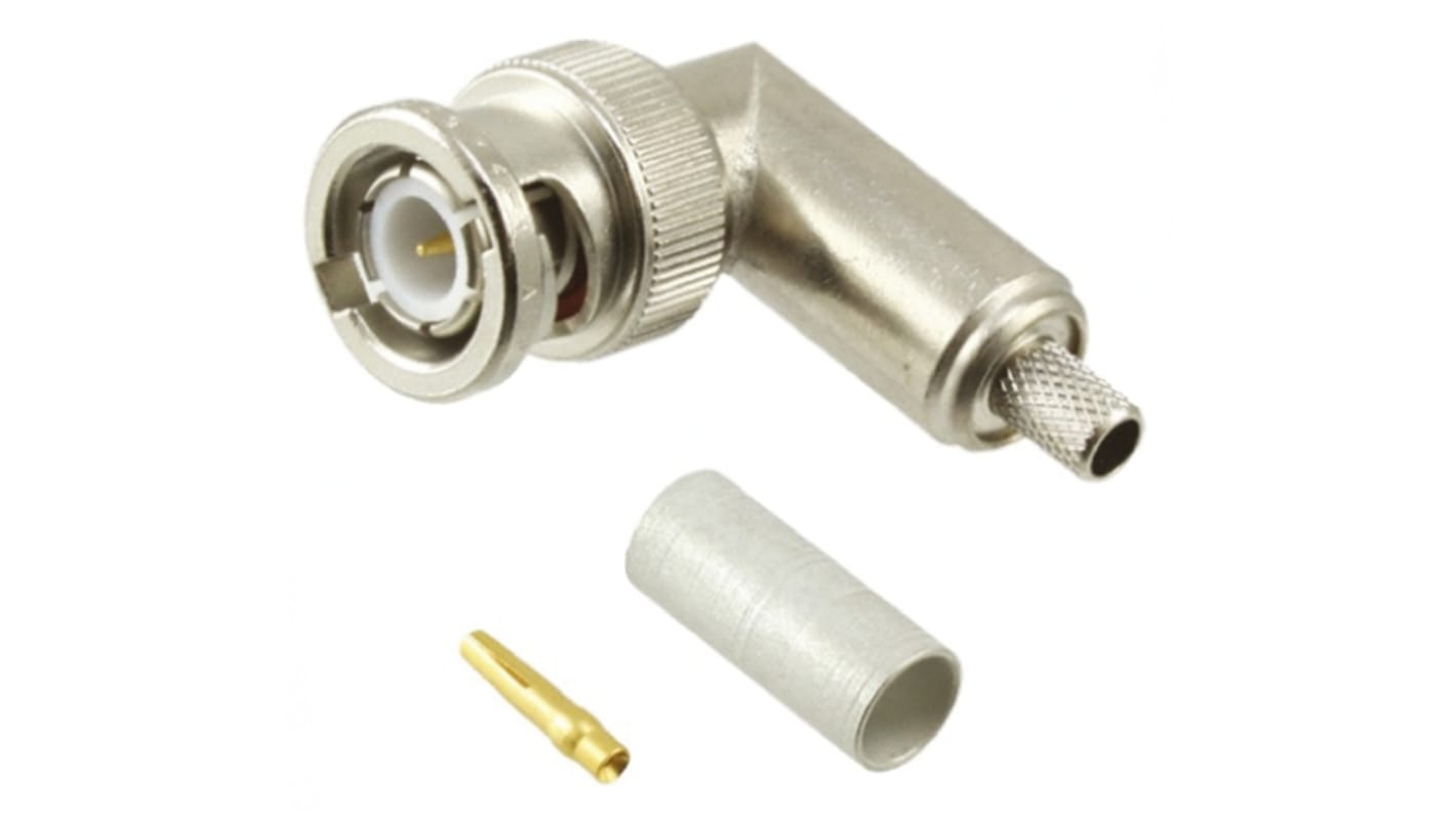 TE Connectivity, Plug Cable Mount BNC Connector, 50Ω, Crimp Termination, Right Angle Body