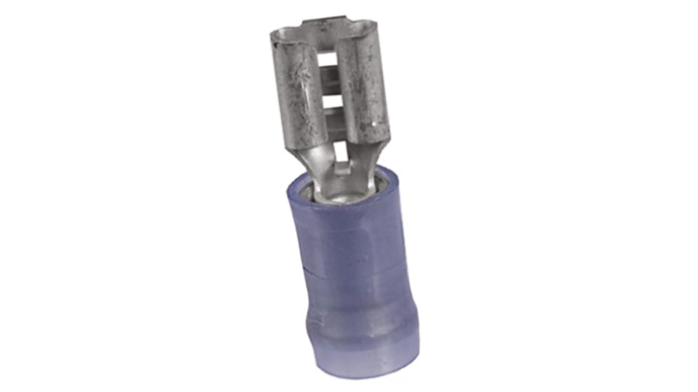 TE Connectivity PIDG FASTON .187 Blue Insulated Female Spade Connector, Receptacle, 4.75 x 0.51mm Tab Size, 1.3mm² to