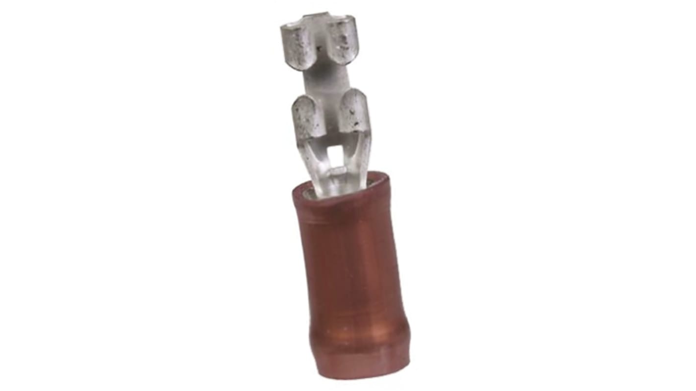 TE Connectivity PIDG FASTON .110 Red Insulated Female Spade Connector, Receptacle, 2.79 x 0.8mm Tab Size, 0.3mm² to