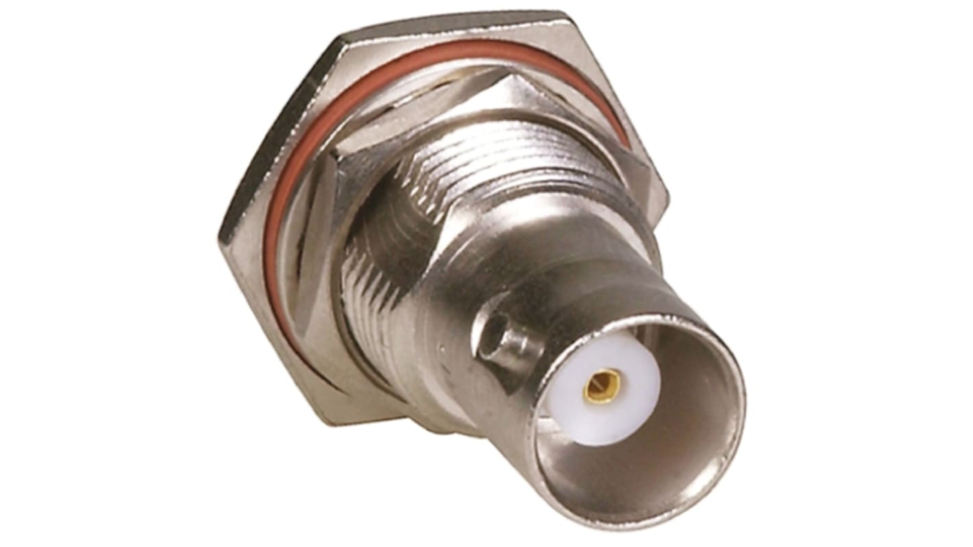 TE Connectivity, jack Panel Mount BNC Connector, 50Ω, Crimp Termination, Straight Body