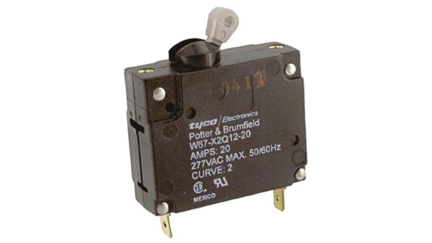 W67X2Q1220 TE Connectivity Thermal Circuit Breaker W67 Single Pole 277V ac