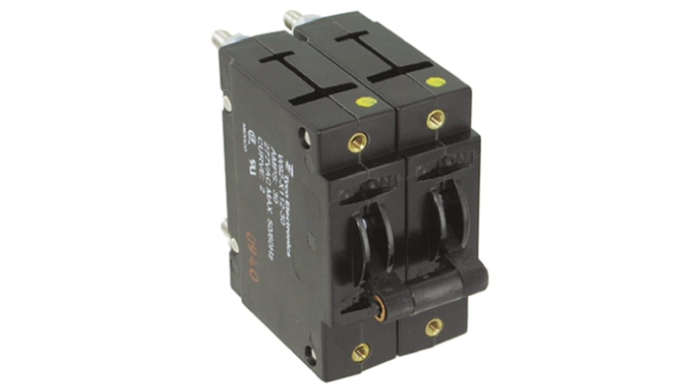 TE Connectivity Thermal Circuit Breaker - W92 2 Pole 277V ac Voltage Rating, 30A Current Rating