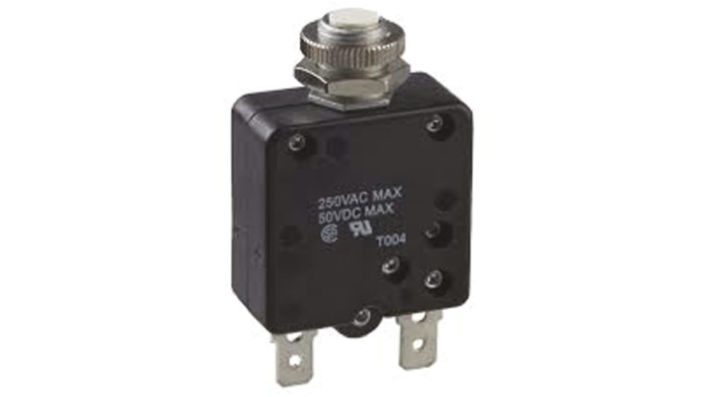 TE Connectivity Thermal Magnetic Circuit Breaker - W58 Single Pole 50 V dc, 250 V ac Voltage Rating, 1A Current Rating