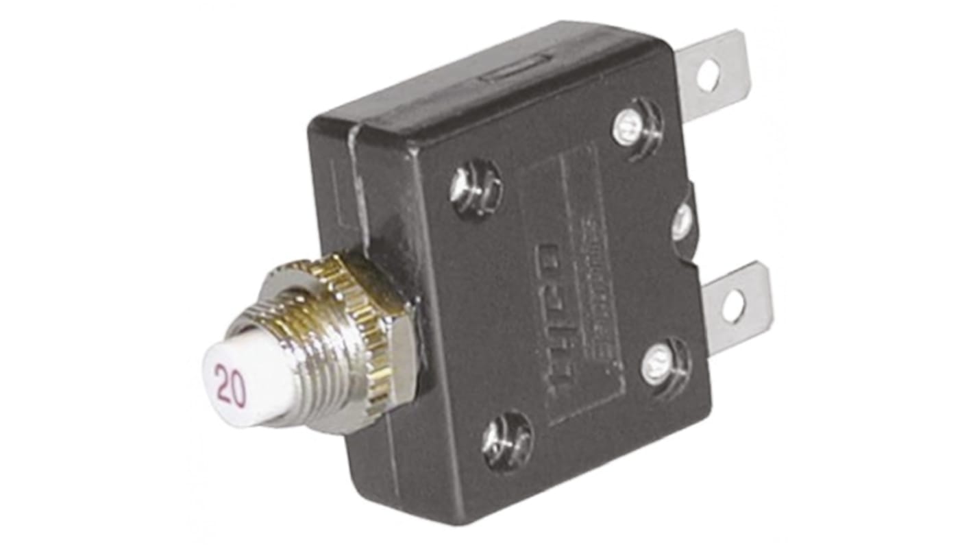 TE Connectivity Thermal Circuit Breaker - W54  Single Pole 250V ac Voltage Rating, 5A Current Rating